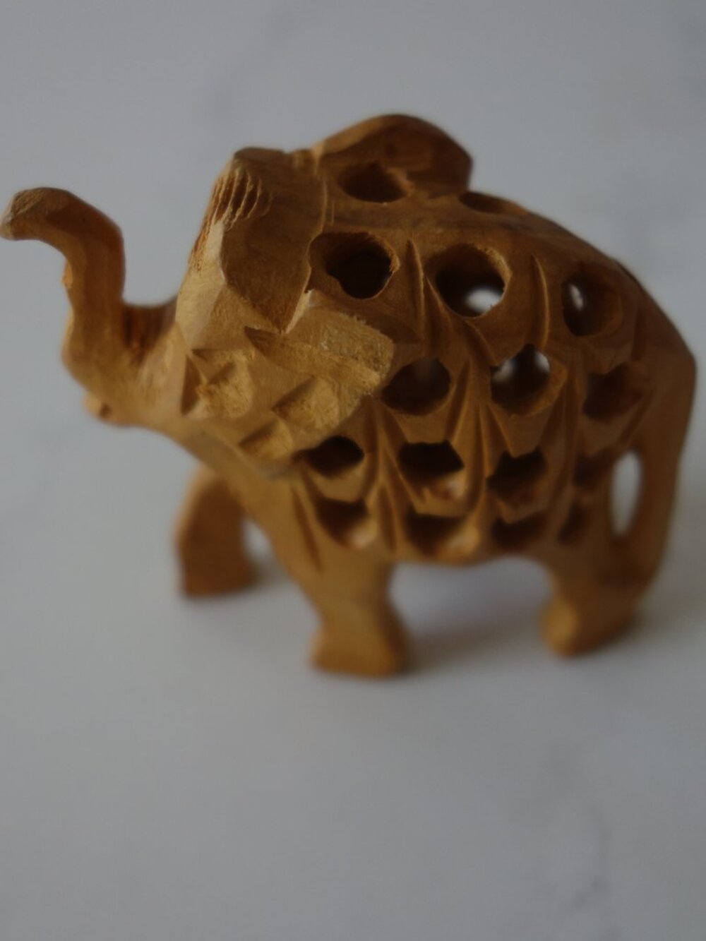 Hand Carved Wooden Elephant with a Baby Inside Hand Carved 2.5" X 2" New